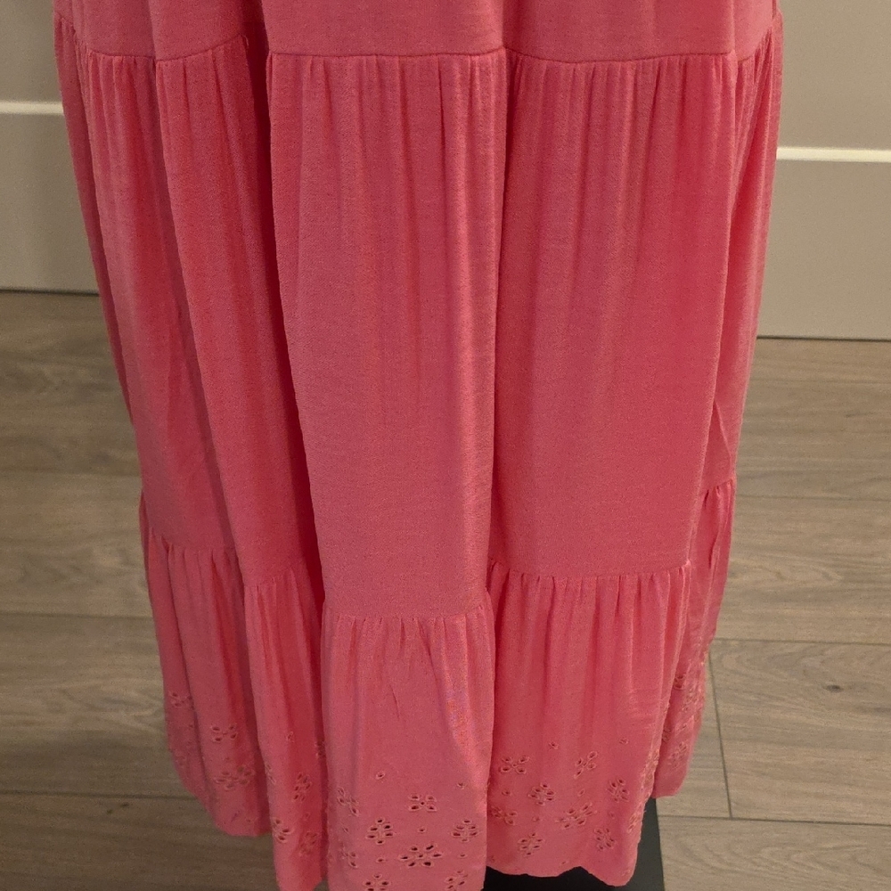 By the River Women's Pink smocked Tiered Maxi dress Size L new with tags - Picture 5 of 10